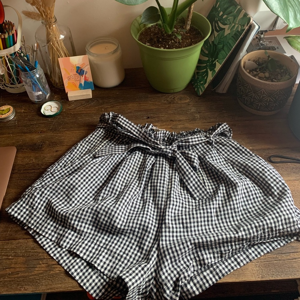 For Love & Lemons Gingham paperbag shorts small
